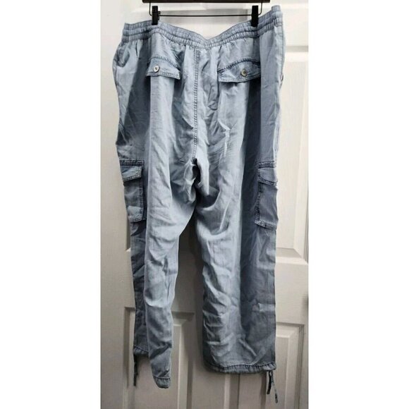 DD77 Chambray Cargo Crop Pants XXL Drawstring Waist & Ankle - Picture 2 of 10